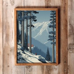 Retro Snowboard Poster – Vintage Mountain Wall Art for Winter Lodge Decor