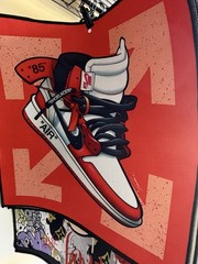 Off white Nike Air Jordan Red White Black Shoe Art Rug Modern Horizontal