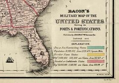 Bacons 1862 Military US Civil War Map Shewing Forts, Fortifications Wall Print