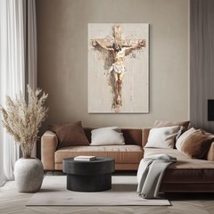Jesus Christ on Cross Crucifixion Painting Print on Framed Canvas Wall Art