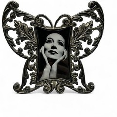 Vintage Dolores Del Río Butterfly Brass Framed Art Print B&W Classic Hollywood