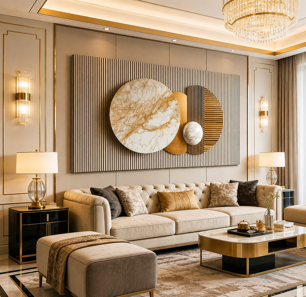 3D Luxury Gold Geometric Wall Art Canvas Modern Black White Framed Decor – 20×40