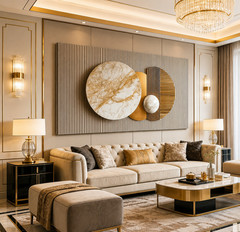 3D Luxury Gold Geometric Wall Art Canvas Modern Black White Framed Decor – 20×40