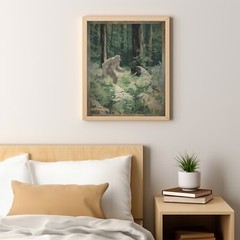 Vintage YETI Sasquatch Wall Art, Bigfoot Jungle Nature Decor, Cryptid Tree Print