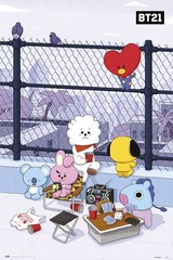 Poster Studio B – BT21 Rooftop Cartoon 24″x36″ NEW Wall Art R85359