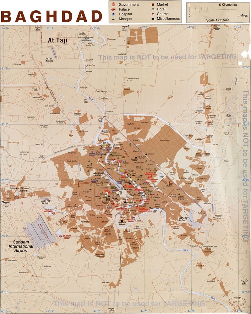 2003 CIA Map of Baghdad Home School Poster Study History Office