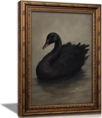 Vintage Black Swan Gold Framed Wall Art Dark Academia Painting Picture Wall D…