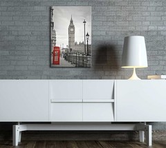 Pop of Color the Red Telephone Booth in London – Canvas Art Home Decor – 24×36