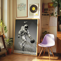 Nike Vintage Astronaut Basketball Poster Wall Art Decor Minimalistic Decor Boys