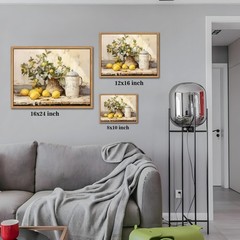 Floating Framed Vintage Kitchen Wall Art, Yellow 16″L x 12″W, lemon