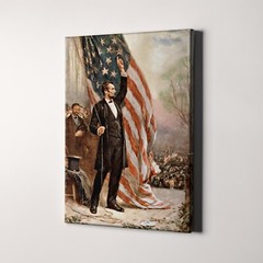 Abraham Lincoln American Flag Painting America History Canvas Wall Art Print
