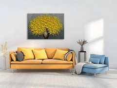 Stunning 3D Floral Oil Painting – Large Yellow Flowers for Living Room Walls