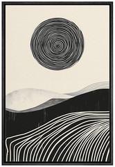 Wall26 Swirling Lines and Soft Hills Abstract Canvas Print Framed Wall Art
