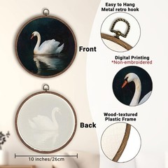 Vintage Swan Wall Art, Retro Animal Linen Matte Finish Print,Farmhouse Swans …