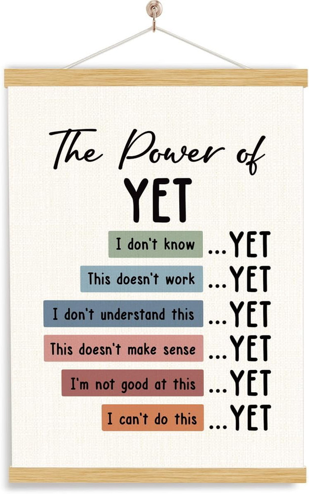 the Power of yet Poster for Classroom & Therapy Office, Growth Mindset Wall Art