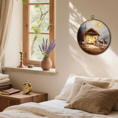 Christian Christmas Nativity Round Wall Art Decor, Jesus Birth Christmas Reli…