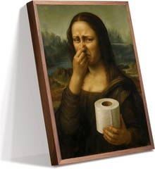 CozyNuukee Funny Mona Lisa Bathroom Art Holding Her Nose, Mona Lisa Poster, Pinc