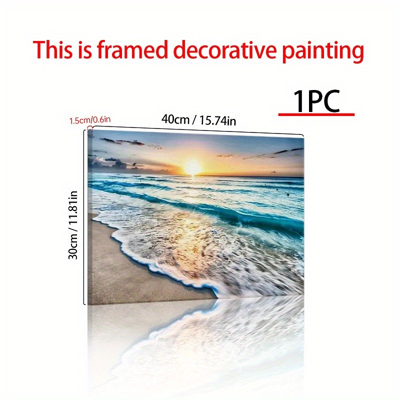Canvas Art Ocean Beach Sunset Wave Seascape Minimal Wall Decor