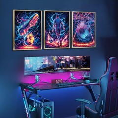 3Pcs Cool Soccer Wall Art Abstract Soccer Sneakers Posters Prints Paintings N…
