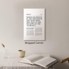Psalm 91 NIV Canvas Wall Art, Christian Bible Verse Poster, Whoever Dwells in th