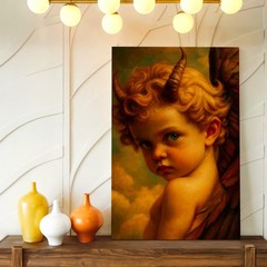 Wall Art Dark Angel Baby Devil Horns Winged Child Fantasy Portrait Canvas Print