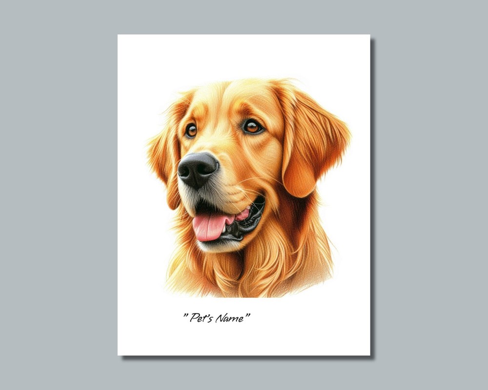 Personalized GOLDEN RETRIEVER Pet Print Photo DOG’S NAME Picture 8×10 11×14 (P3)
