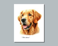 Personalized GOLDEN RETRIEVER Pet Print Photo DOG’S NAME Picture 8×10 11×14 (P3)
