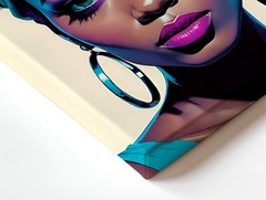 Wall Art African American Woman Portrait Canvas Print Purple Afro Modern Decor