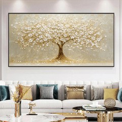 Canvas Painting Golden Blossoms Tree of Life Canvas Wall Art Poster Print Mural