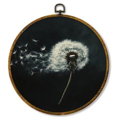 Hiuwevt Dandelion Round Wall Art Decor, White Flower 10″L x 10″W, Color57