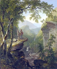 KINDRED SPIRITS VIEW OF CATSKILL MOUNTAINS 1849 PAINTING BY ASHER DURAND REPRO