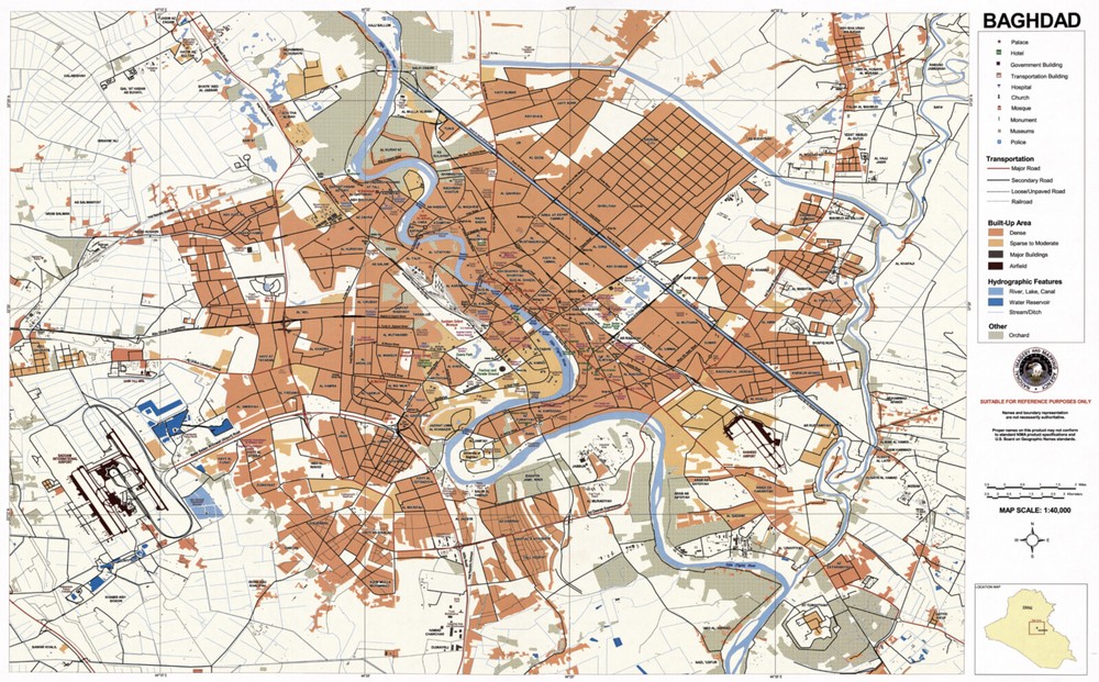 2003 Map of Baghdad Iraq by US Geospatial Intelligence Agency Poster Reference
