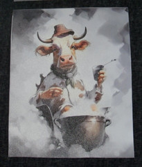 NEW Set of 4 Pc Funny COWS COOKING Cow Chef Canvas Art Prints 8″ x 10″ Kitchen