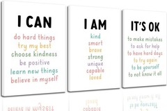 3Pcs Kids Affirmation Wall Art Positive Canvas 16x24in