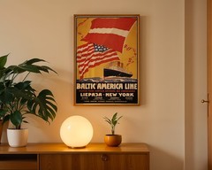 Baltic-America Line Liepaja-New York Retro Travel Poster