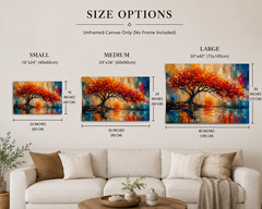 Abstract Sunset Tree Canvas Art, Modern Textured Wall Decor, Hand Finished Rolle