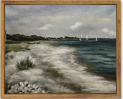 Set Of 4, Framed Landscape Print Modern Canvas Wood Art Horizontal Each 8″x10″