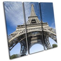 Paris Eiffel Tower Cityscape Architecture TREBLE CANVAS WALL ART Picture Print