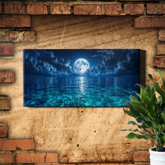 Giant Full Moon Ocean Wall Art night reflection with glowing water