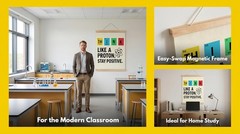 Classroom Wall Art Canvas Science Poster With Wooden Hanging Scroll 30 x 40 cm