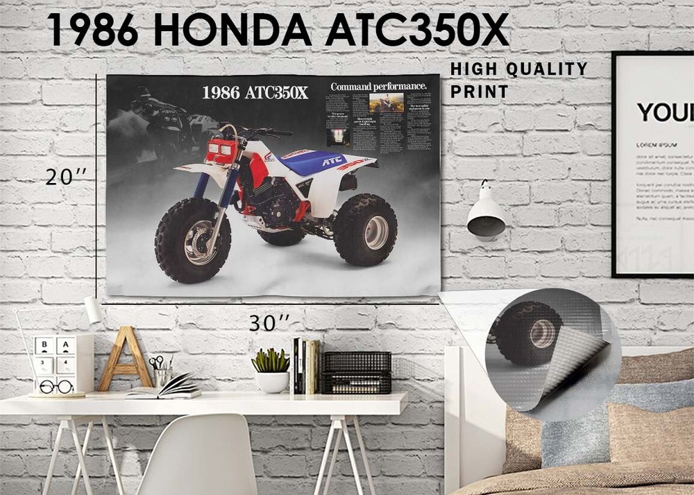 1986 Honda ATC 350X Flyer Poster Banner Ad OEM Brochure Specs Picture graphic