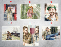 Supernatural Watercolor Style Wall Collage Poster Print Kit