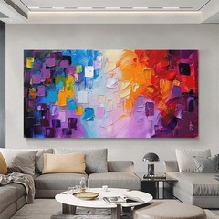 Abstract Wall Art Hand Painted Oil Painting on Canvas Home Decor Purple 24*47in