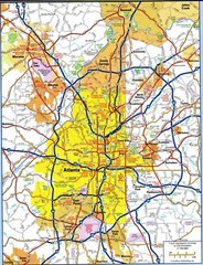 Atlanta Georgia MAP Wall Print Photo Poster Road City County USA ATL