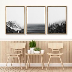 Wall26 Mountain & Pine Forest Wall Art Rustic Framed Canvas Prints Set of 3