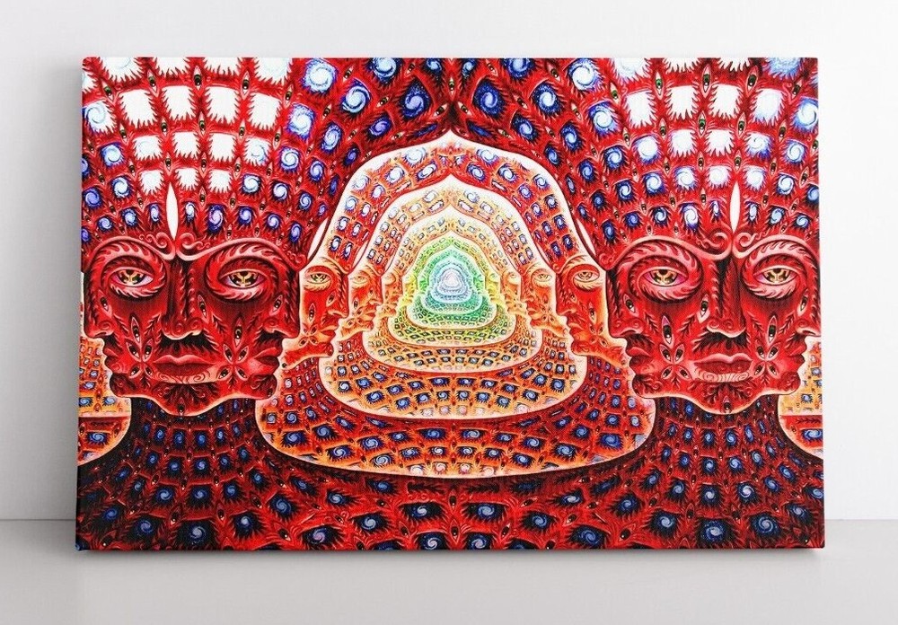 Trippy Psychedelic Wall Art Print on Framed Canvas Bedroom Decor | DMT Acid Trip
