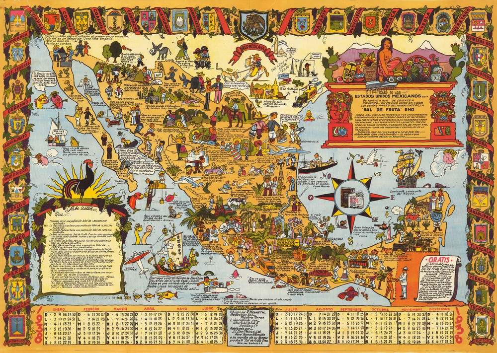 Early Pictorial Mexico Map Poster Wall Art Decor Old Vintage History Reproductio