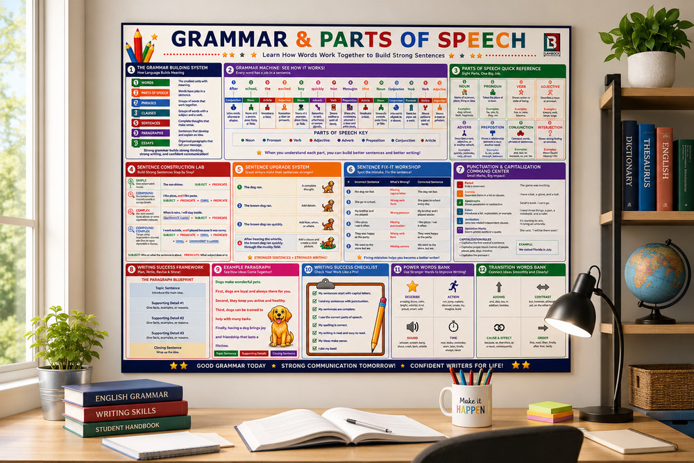 Parts of Speech Poster for Classroom Must Haves – Educational Poster 54×36»