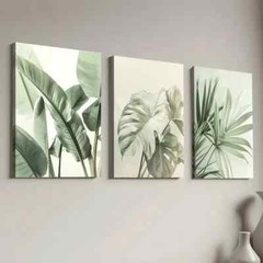 3pcs Minimalist Landscape Natural Plant Leaves Wall Art Canvas Unframed/Framed