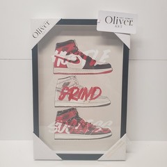Nike Sneakers Framed Wall Canvas Hand Embellished By Oliver Art